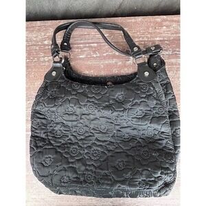 THIRTY-ONE Handbag Quilted Poppy Floral Black Purse Large Bag‎ 3-Compartment